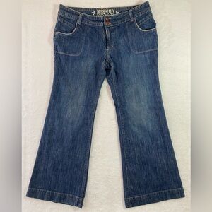 Mossimo Supply Co. Vintage Flare Leg Jeans Blue Floral Pocket Lining Size 17